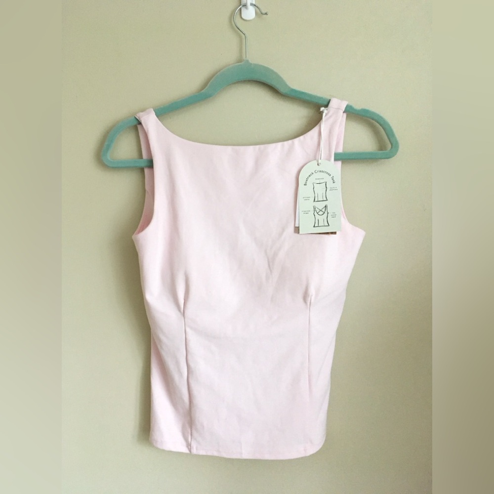 Blogilates Women's Boatneck Crisscross Tank Top Light Pink NWT - Picture 2 of 5